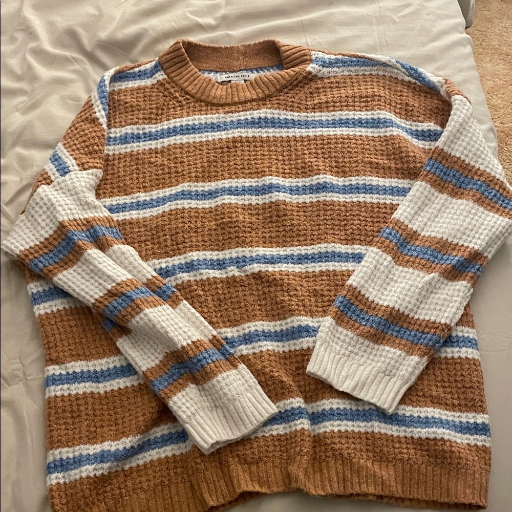 Stripped brown blue and White  Sweater American eagle
